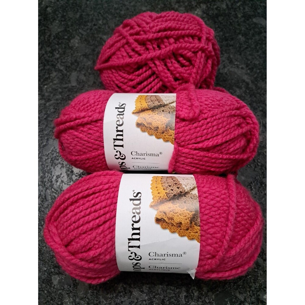 Loops & Threads Charisma Acrylic Yarn Fuchsia Pink 2.5 Skeins